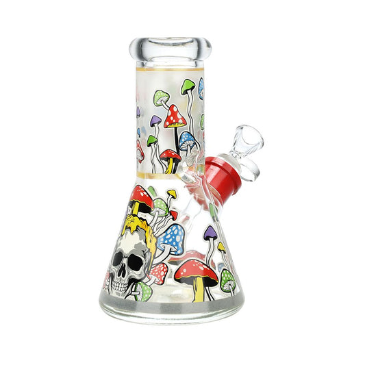 Monstrous Mushroom Mashup Beaker Glass Water Pipe - 8"/ 14mm F / Colors Vary