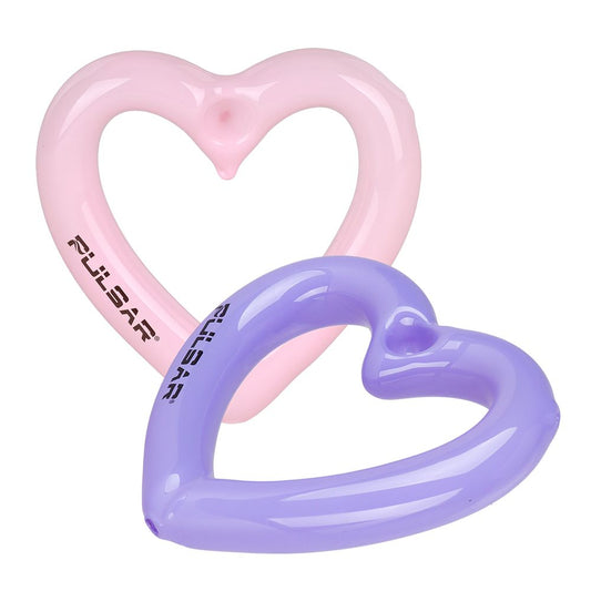 2Pc Set - Pulsar Balloon Heart Glass Hand Pipe - 4.5" / Assorted Colors