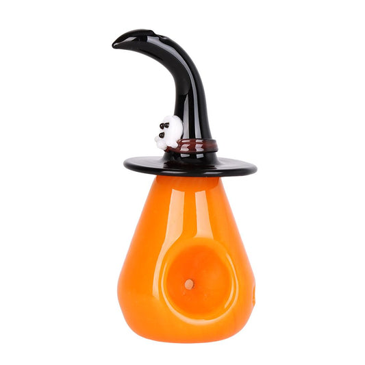 Behold The Pumpkin Witch Glass Hand Pipe - 3.75"