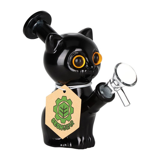 2PC Set - SeshGear Mesmorizing Kitty Glass Water Pipe - 4.75" / 14mm F / Assorted Colors