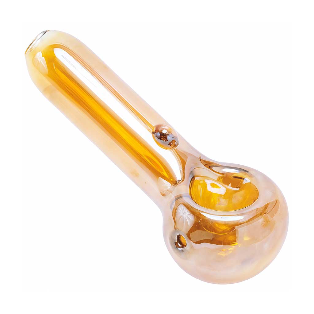 Glass Hand Pipe With Golden Fumed