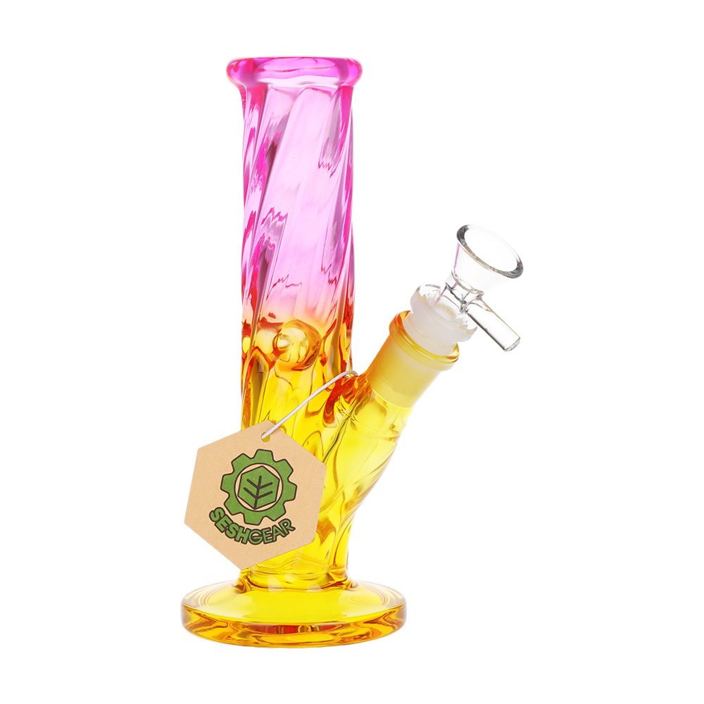 SeshGear Twist Ombre Straight Tube Glass Water Pipe | 7.75" | 14mm F