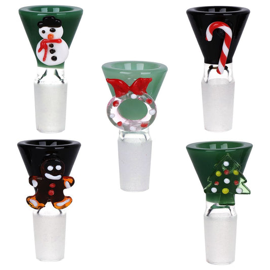 5CT Bundle - Christmas Decorated Herb Slides - 14mm M / Assorted Designs