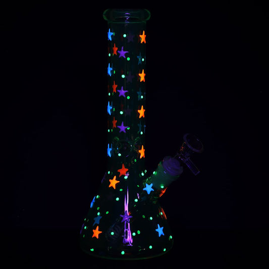 3CT Bundle - SeshGear Shining Star Beaker Glass Water Pipe - 10" / 14mm F / Assorted Colors