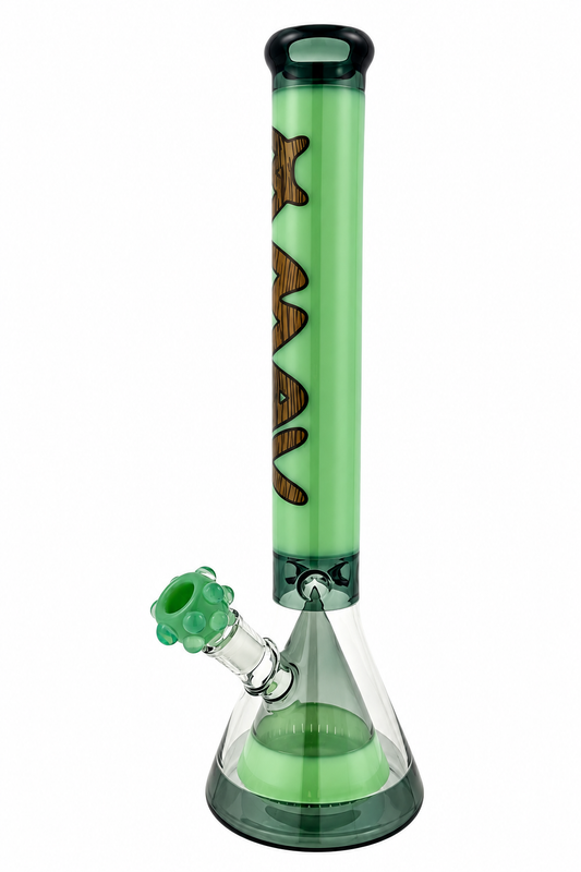 18" pyramid beaker bong wood grain mav with matching bowl