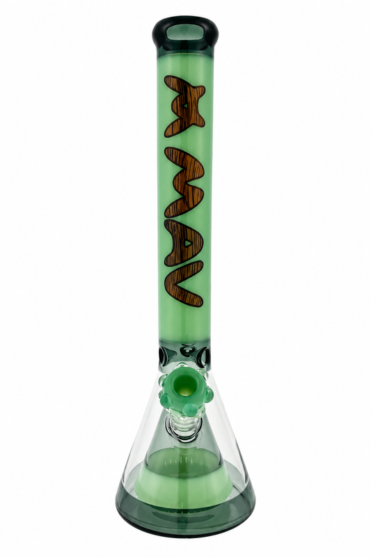 18" pyramid beaker bong wood grain mav with matching bowl