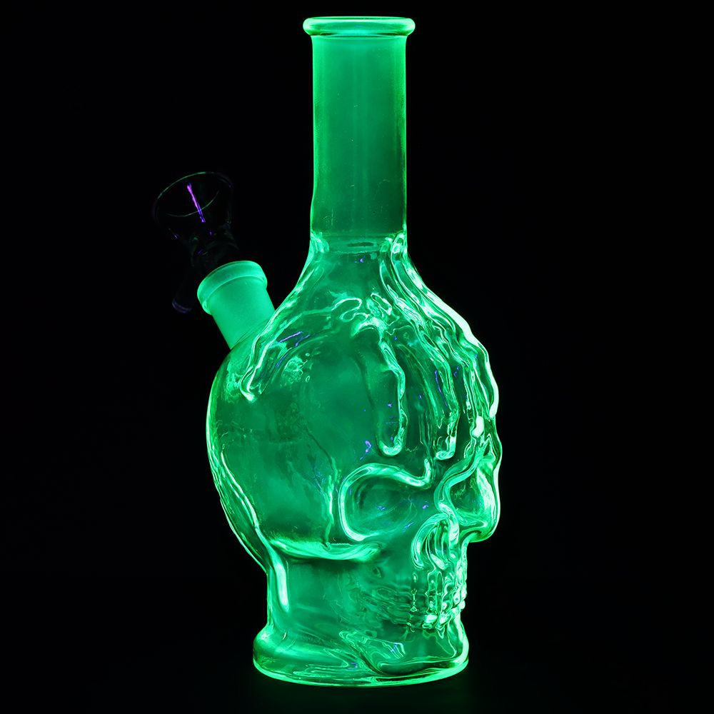 SeshGear Drippy Skullz Glass Water Pipe - 7" / 14mm F / Assorted Colors 3ct