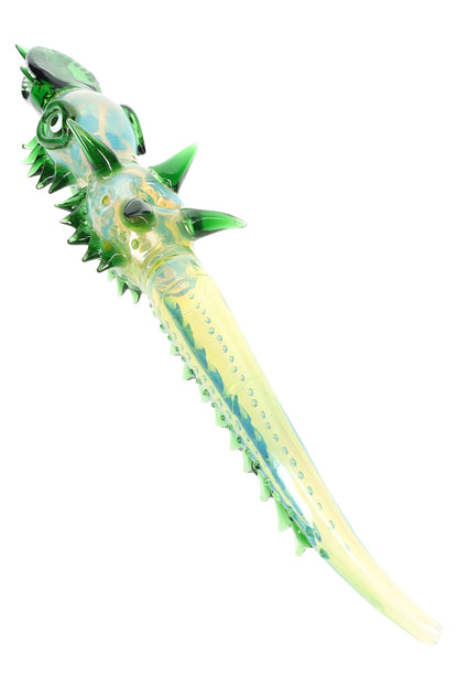 Color Changing Glass Gator Hand Pipe “Swamp Snapper” – 18″ – Assorted Colors