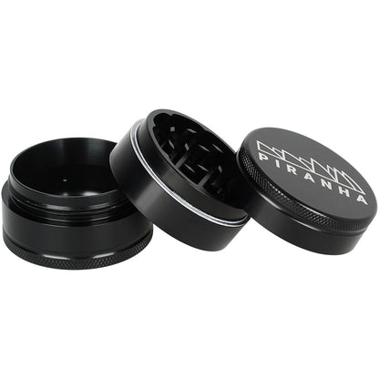 6CT BOX - Piranha Grind-and-Store Aluminum Grinder - 3pc / 2" / Black