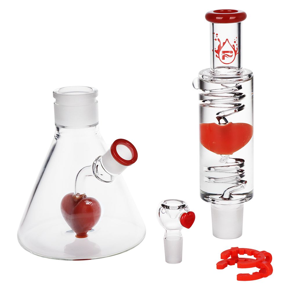 Pulsar Love Heart Beat Glycerin Beaker Glass Water Pipe - 14" / 19mm F