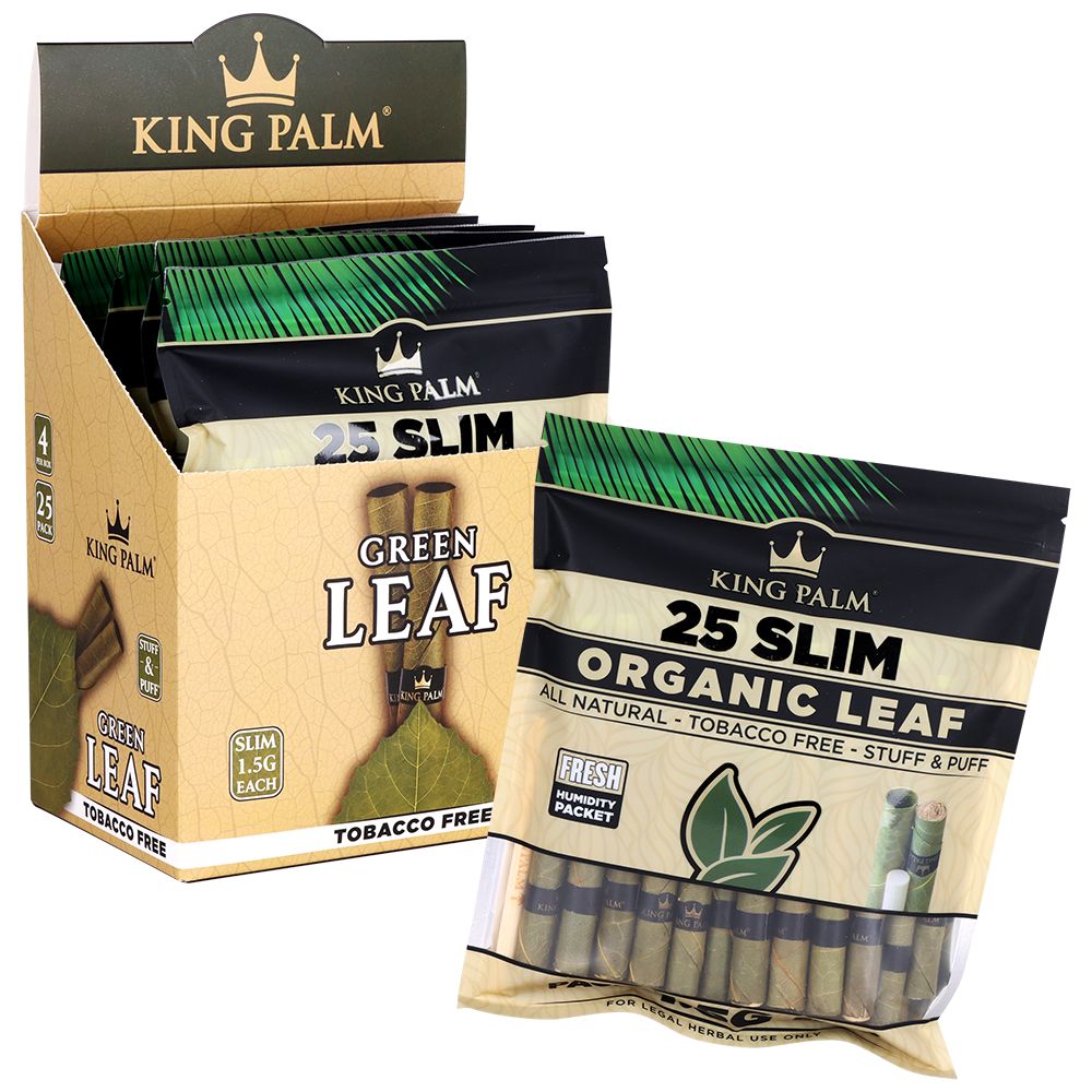 4CT Display - King Palm Hand Rolled Leaf - 25pc / Slim