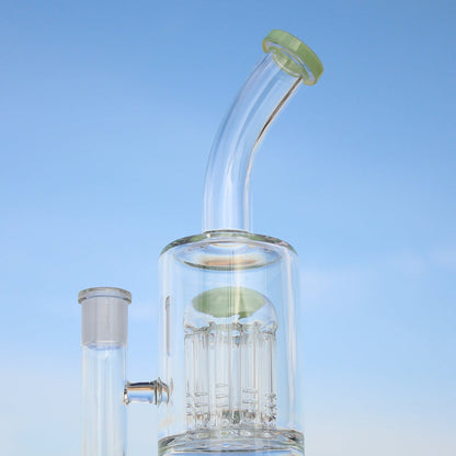 Glass Straight Water Pipe w/ Dual Arm Percolators 10.6"