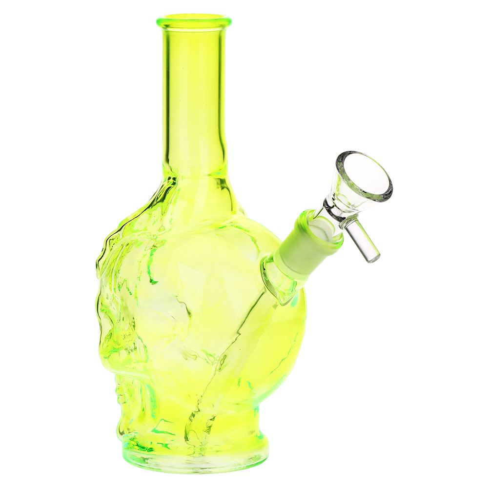 SeshGear Drippy Skullz Glass Water Pipe - 7" / 14mm F / Assorted Colors 3ct