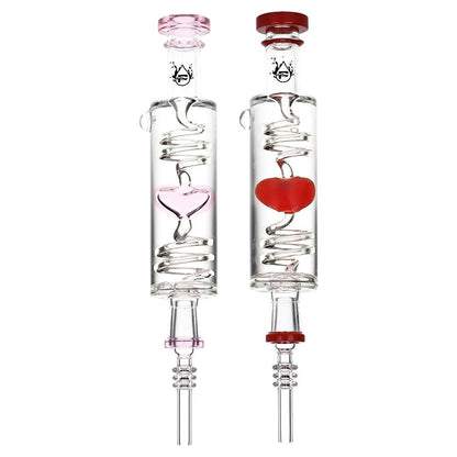 2PC SET - Pulsar Cool Down My Heart Glycerin Glass Dab Straw - 9.5" / Assorted Colors
