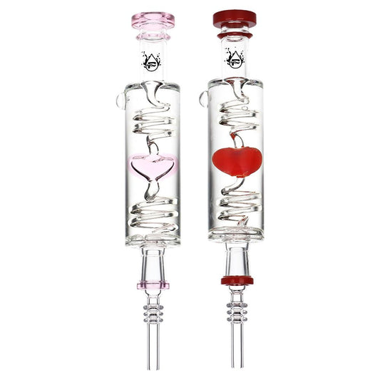 2PC SET - Pulsar Cool Down My Heart Glycerin Glass Dab Straw - 9.5" / Assorted Colors