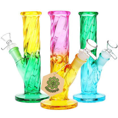 SeshGear Twist Ombre Straight Tube Glass Water Pipe | 7.75" | 14mm F