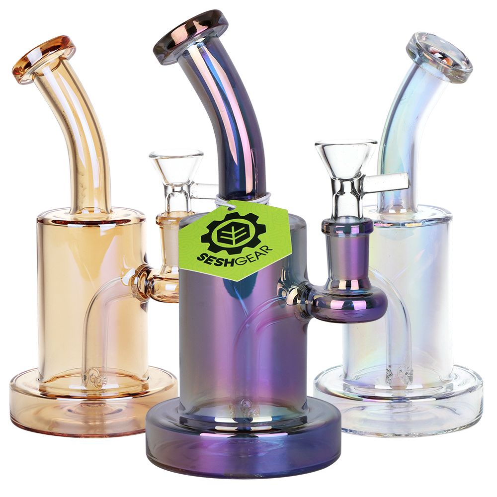 SeshGear Electroplated Glass Rig - 7" / 14mm F / Assorted Colors 3ct