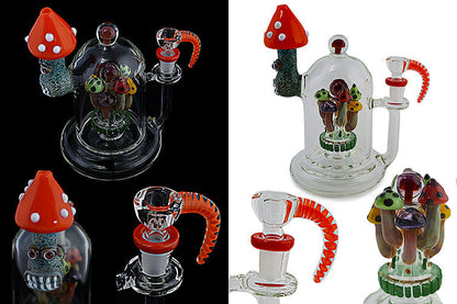 Detailed Handmade Mushroom Glass Water Pipe