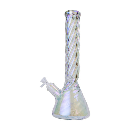 Human Grade Twisted Iridescent Beaker Water Pipe