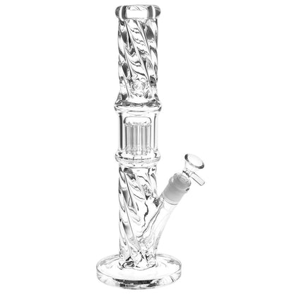 Translucent Twisty Jellyfish Perc Straight Glass Water Pipe | 13.75"