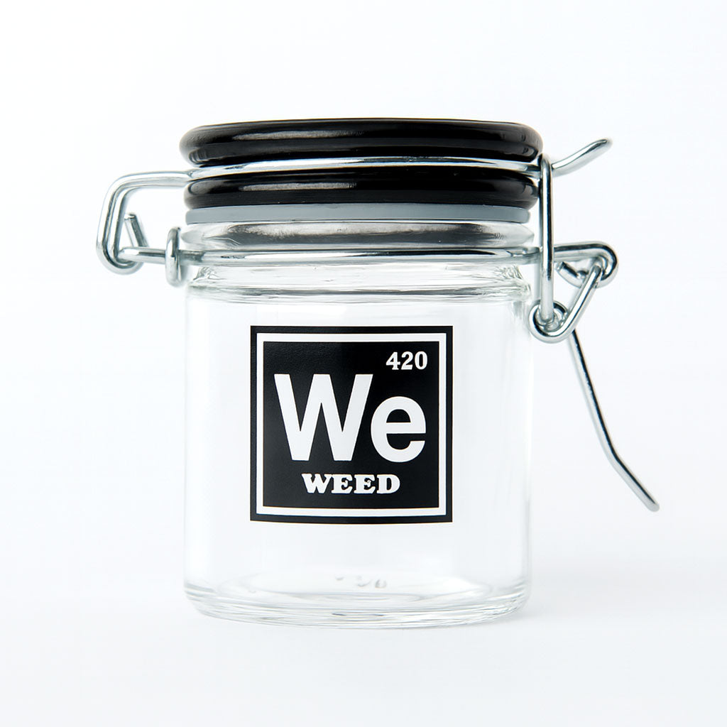 Airtight Glass Weed Periodic Symbol Storage Jar