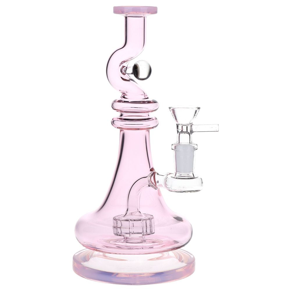 Pink glass water pipe on a white background