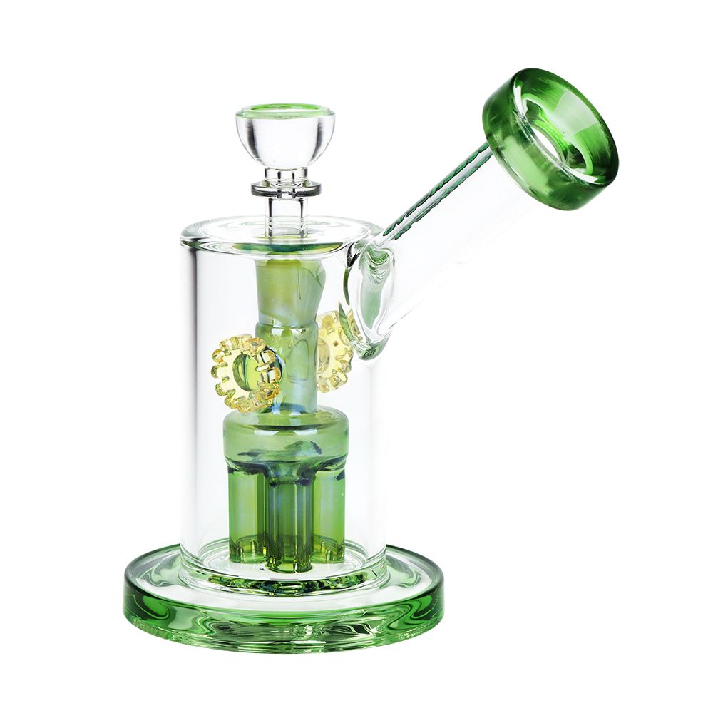 SeshGear Steampunk Gears Fumed Perc Glass Water Pipe | 6.5" | 14mm F