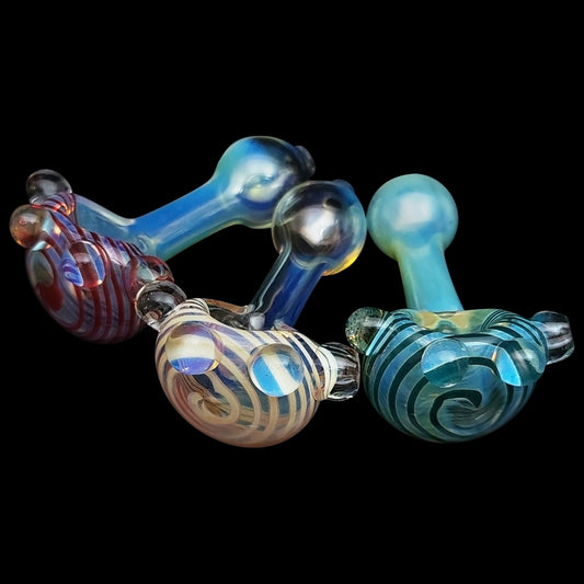 LA Pipes "Spiral Marble Head" Glass Spoon Pipe