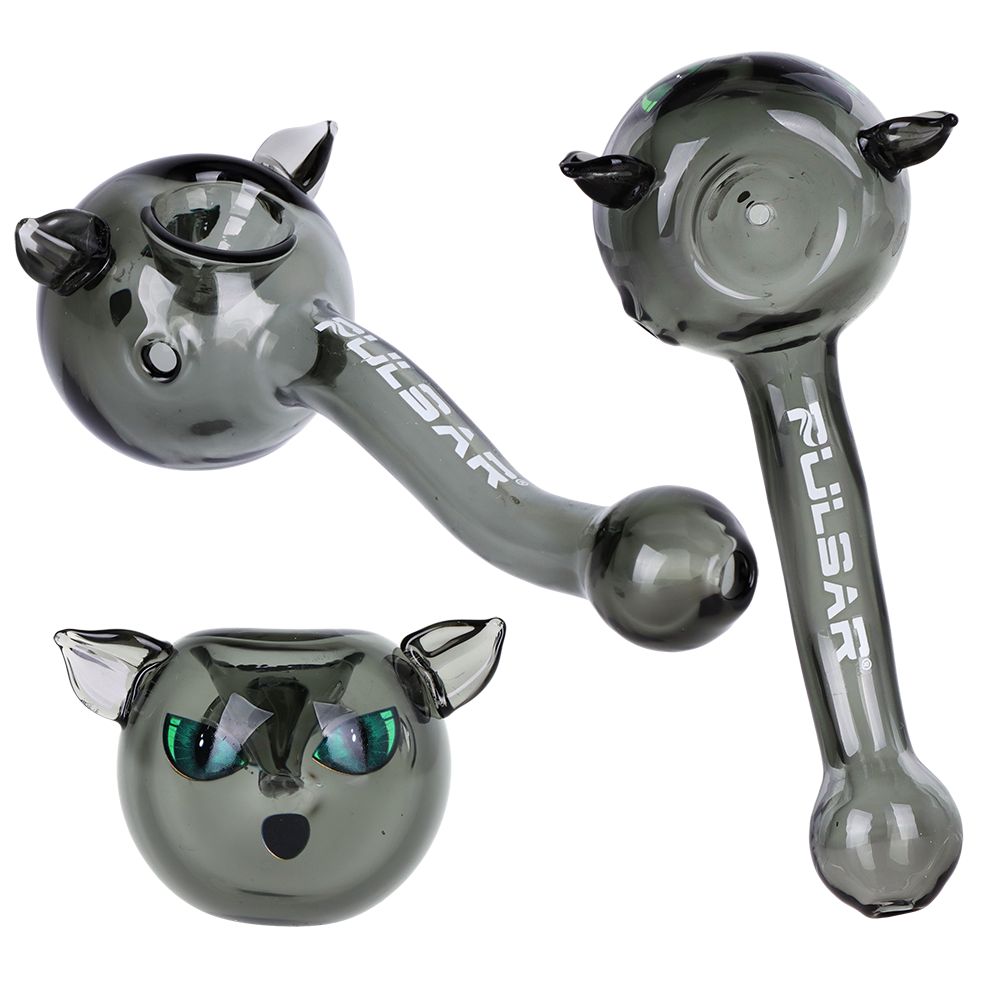 Pulsar Black Cat Glass Hand Pipe - 5" 3ct