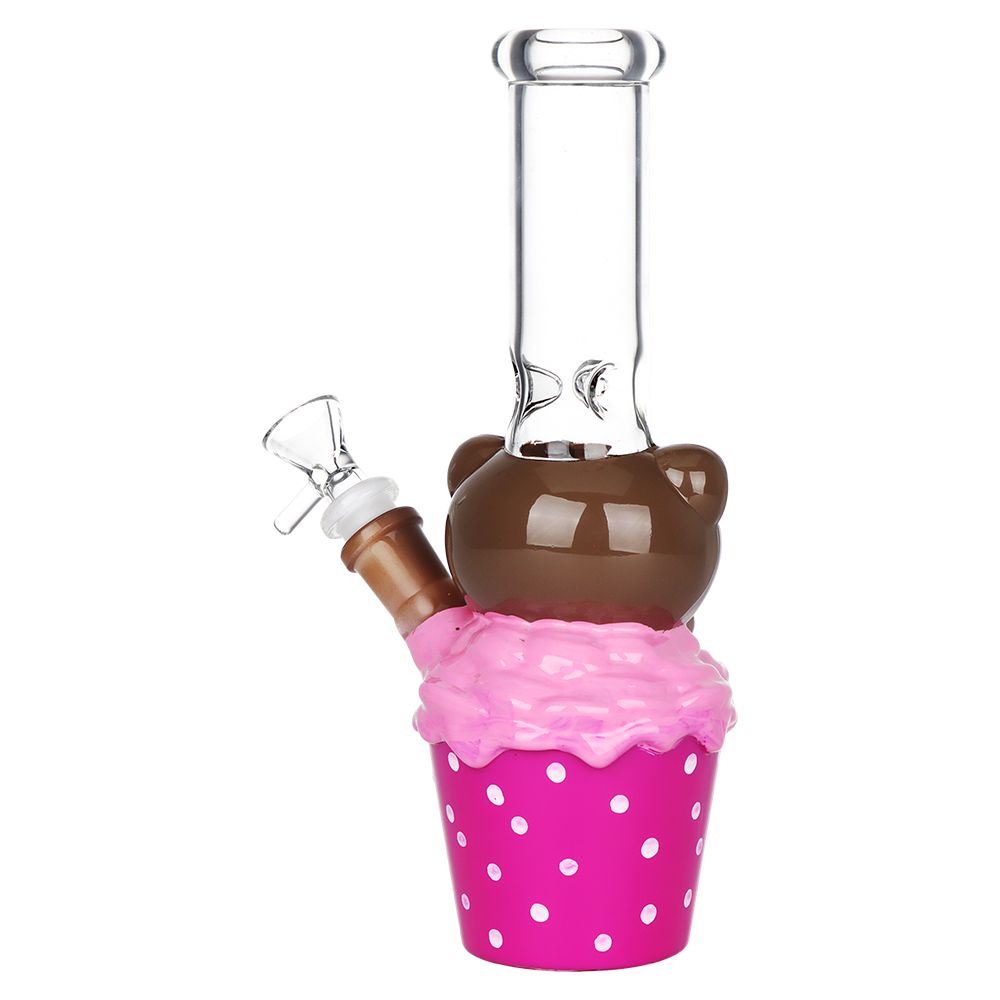 2CT Bundle - Cute Kitty Ice Cream Treat Glass Water Pipe - 9.75" / 14mm F / Assorted Colors