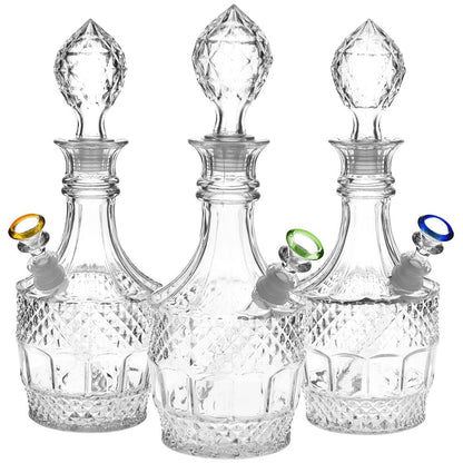 Vintage Decanter Style Glass Water Pipe w/ Cap - 8.5" / Liquor