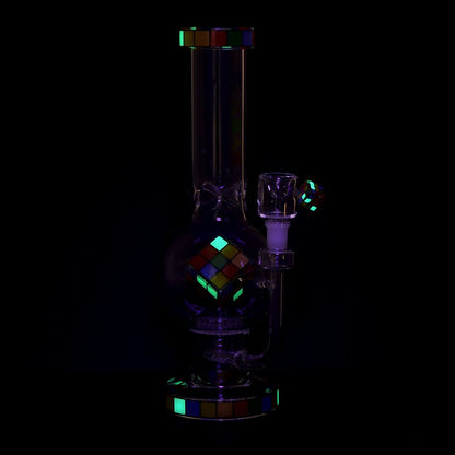 Pulsar Rubik's Cube Perc Bubble Base Glass Water Pipe - 12.5"