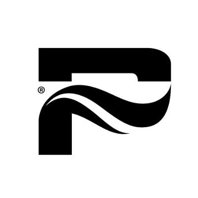 Black logo with a stylized letter 'F' on a white background